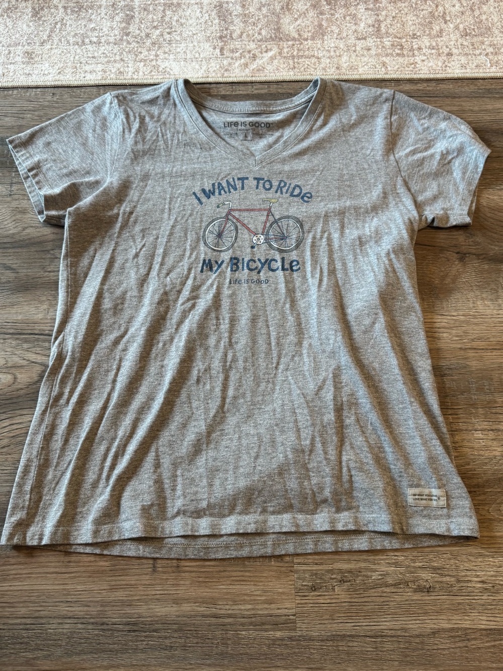 Life is Good I Want To Ride my Bicycle Graphic T-Shirt size Women’s Large